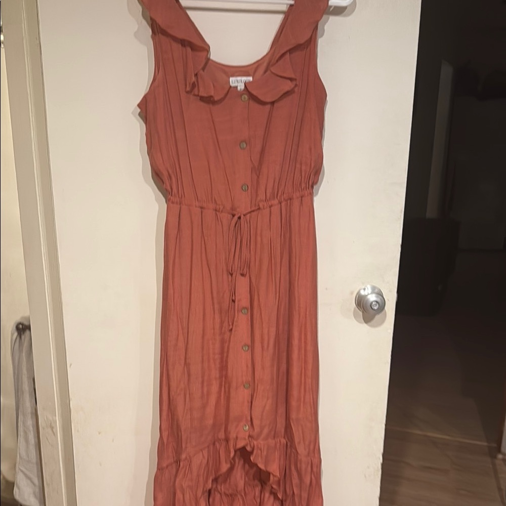 Women's Rust Accent Button-Down Dress